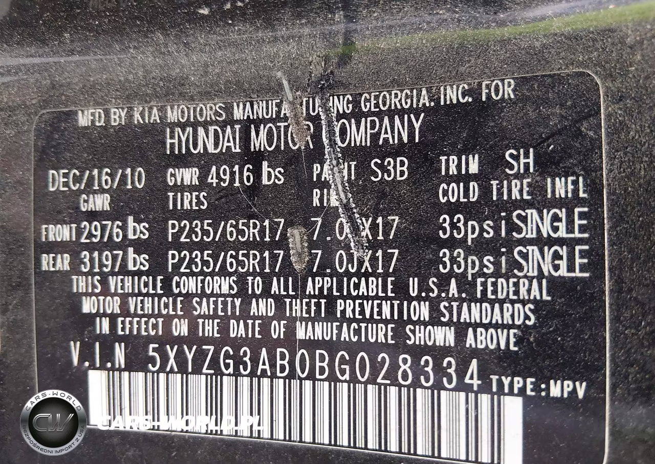 2011 Hyundai Santa Fe Gls VIN:5XYZG3AB0BG028334 - 9