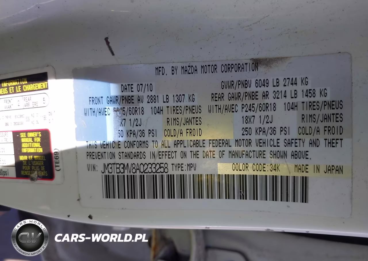 2010 Mazda Cx-9 Touring VIN:JM3TB3MV8A0233258 - 9