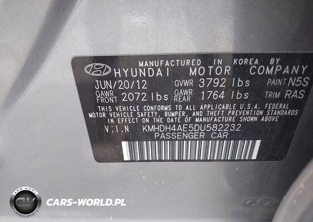2013 Hyundai Elantra Gls VIN:KMHDH4AE5DU582232 - 9