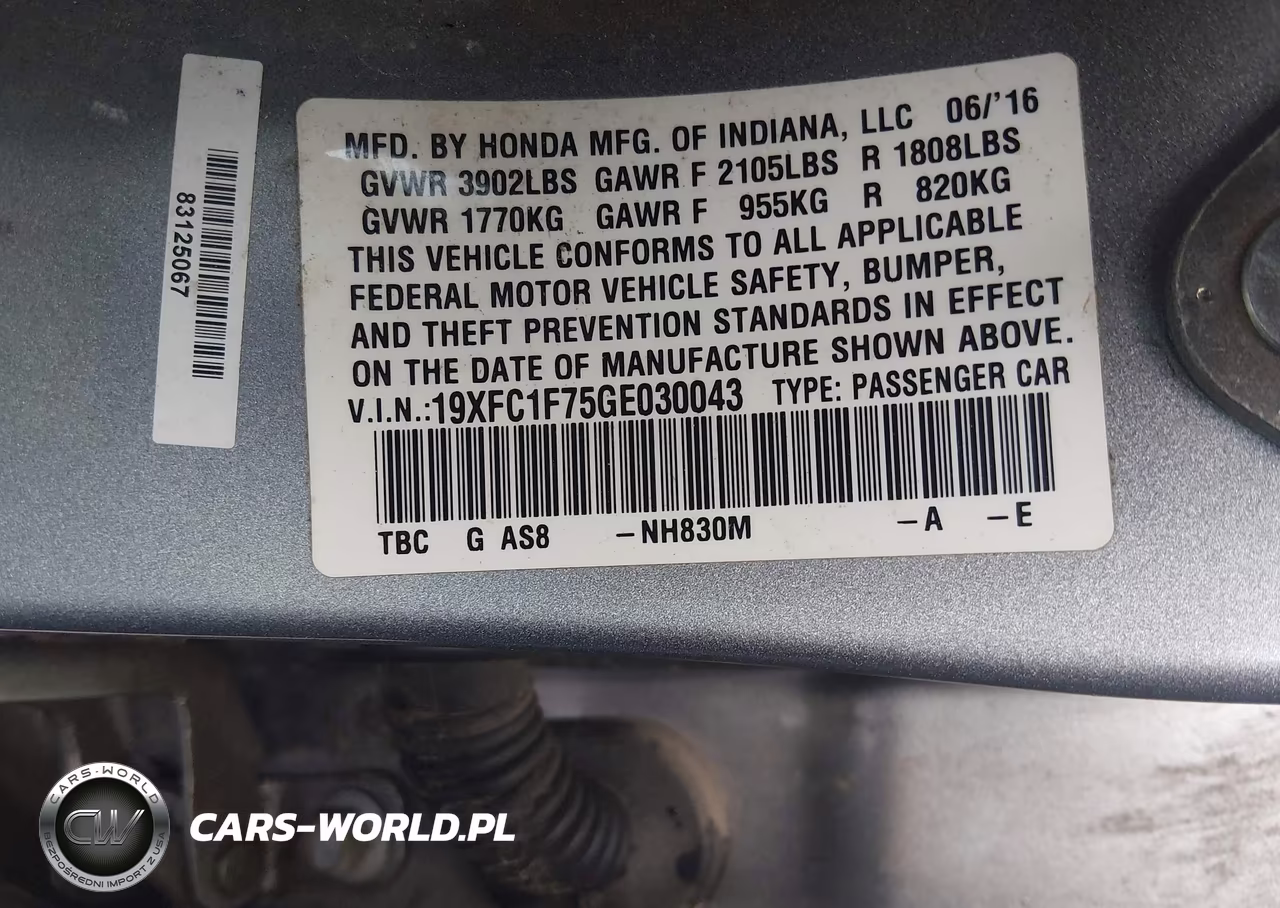 2016 Honda Civic Ex-L VIN:19XFC1F75GE030043 - 9