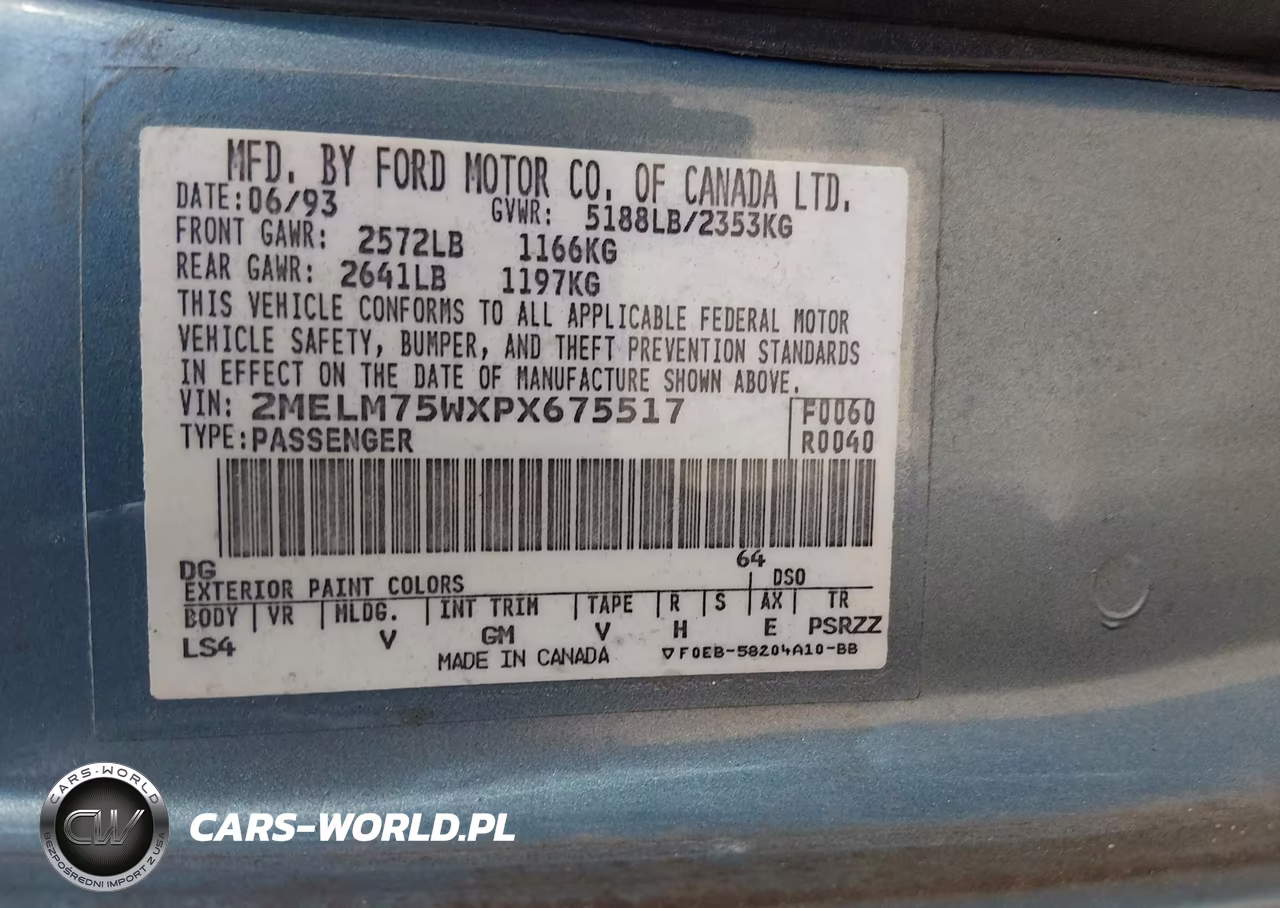 1993 Mercury Grand Marquis Ls VIN:2MELM75WXPX675517 - 9