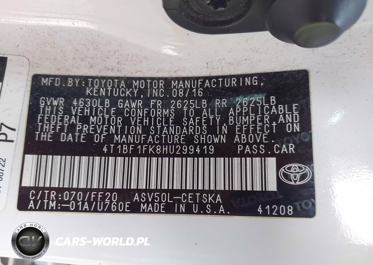 2017 Toyota Camry Se VIN:4T1BF1FK8HU299419 - 9