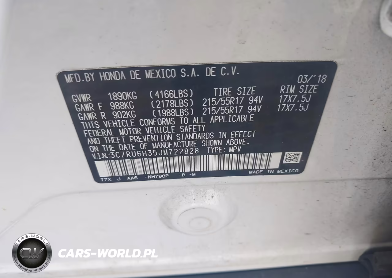 2018 Honda Hr-V Lx VIN:3CZRU6H35JM722828 - 9