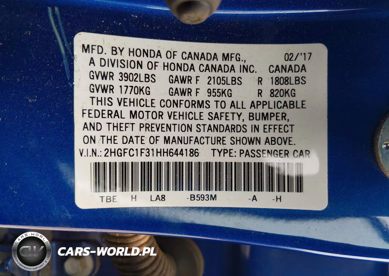 2017 Honda Civic Ex-T VIN:2HGFC1F31HH644186 - 9