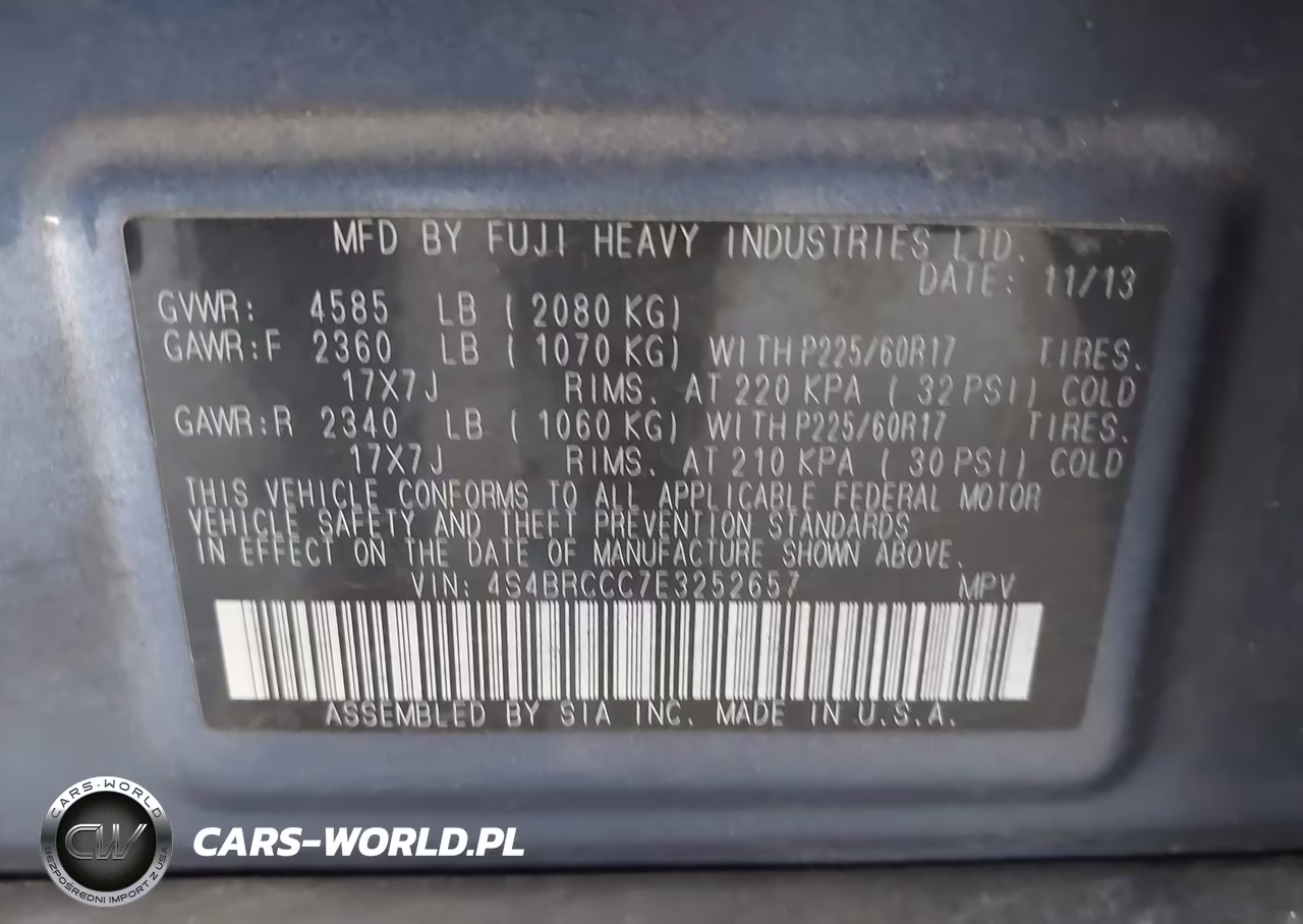 2014 Subaru Outback 2.5I Premium VIN:4S4BRCCC7E3252657 - 9