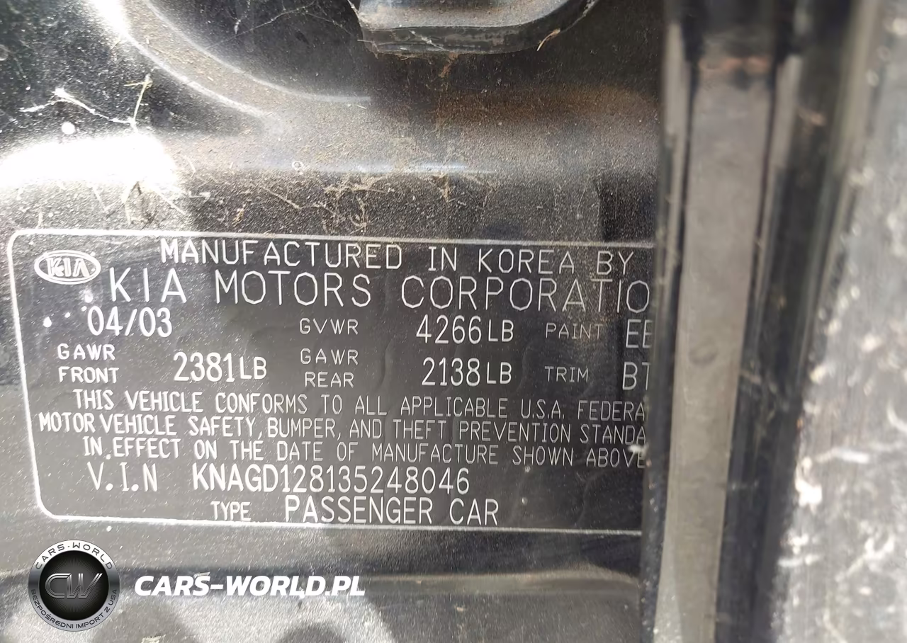2003 Kia Optima Lx V6-Se V6 VIN:KNAGD128135248046 - 9