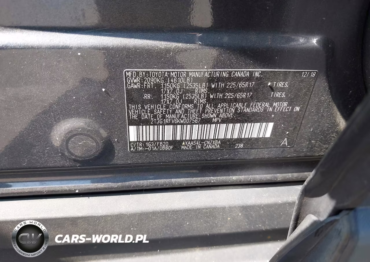 2019 Toyota Rav4 Le VIN:2T3G1RFV6KW007567 - 9