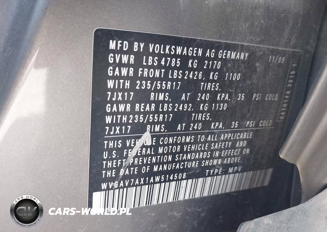 2010 Volkswagen Tiguan S VIN:WVGAV7AX1AW514508 - 9