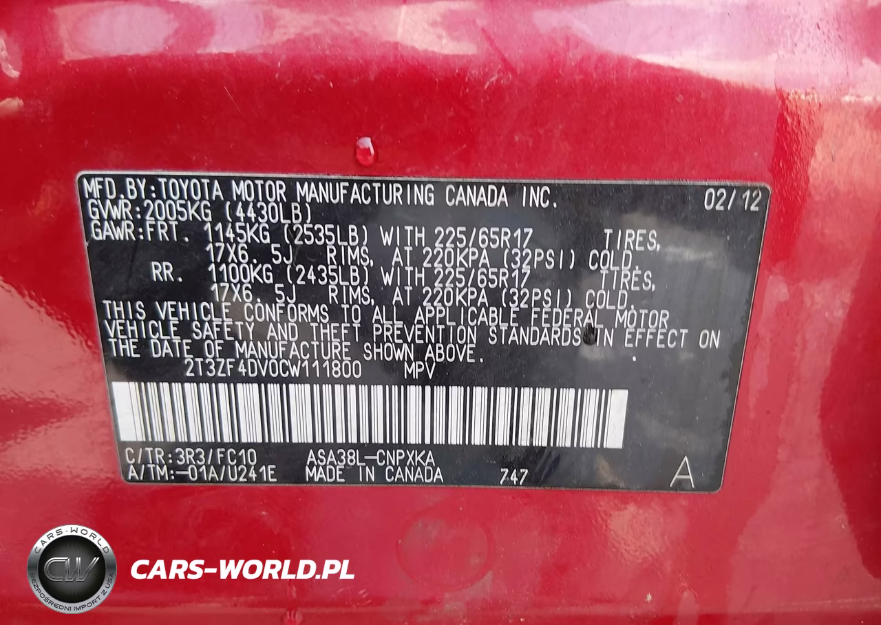 2012 Toyota Rav4 VIN:2T3ZF4DV0CW111800 - 9