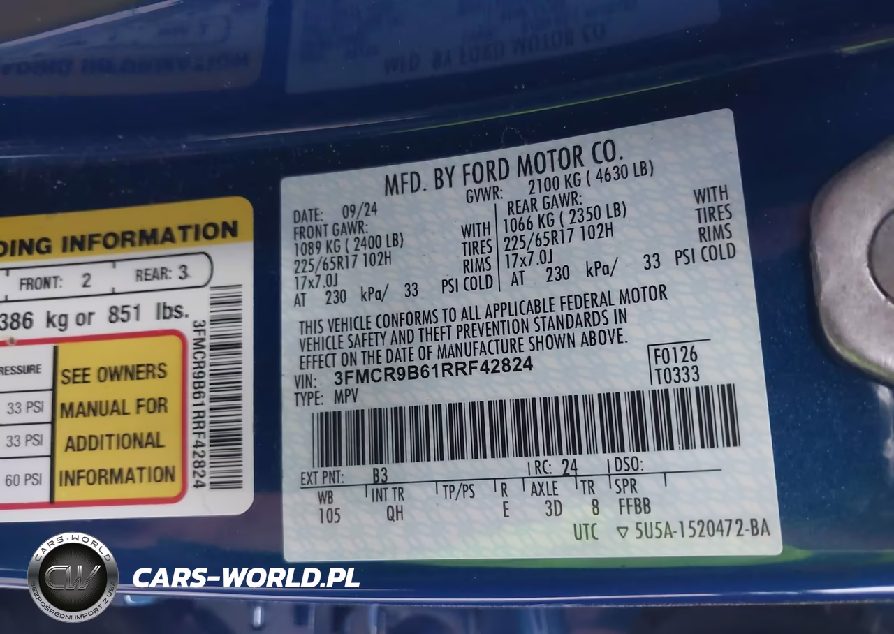 2024 Ford Bronco Sport Big Bend VIN:3FMCR9B61RRF42824 - 9