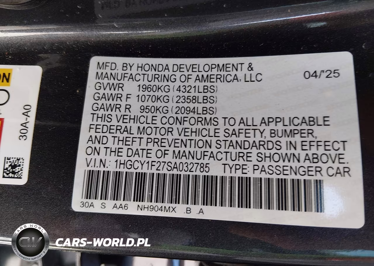 2025 Honda Accord Lx VIN:1HGCY1F27SA032785 - 9