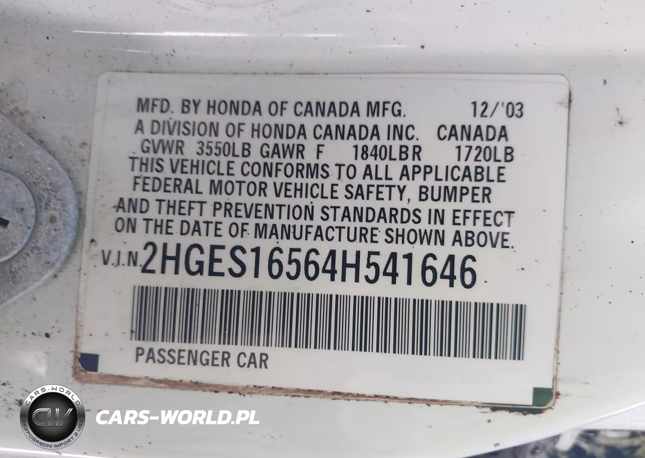 2004 Honda Civic Lx VIN:2HGES16564H541646 - 9