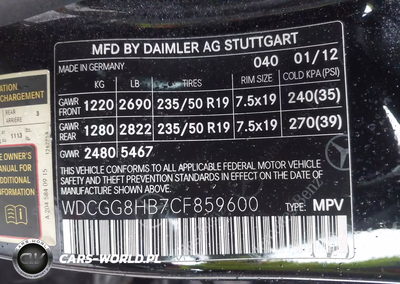 2012 Mercedes-Benz Glk 350 4Matic VIN:WDCGG8HB7CF859600 - 9