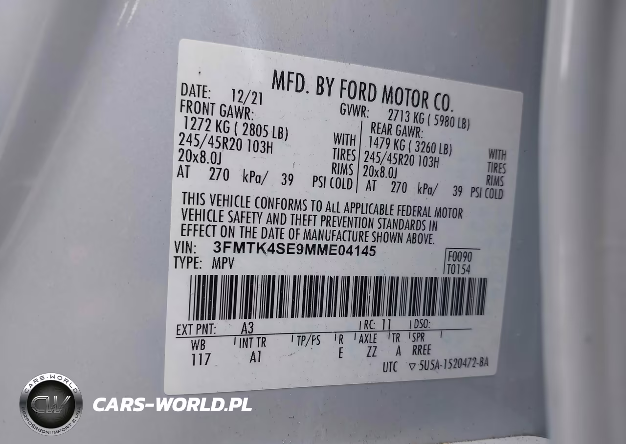 2021 Ford Mustang Mach-E Gt VIN:3FMTK4SE9MME04145 - 9