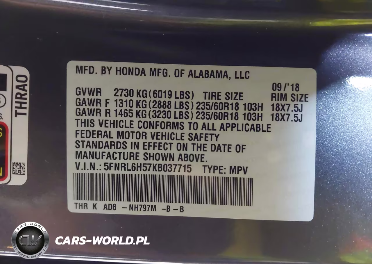 2019 Honda Odyssey Ex VIN:5FNRL6H57KB037715 - 9