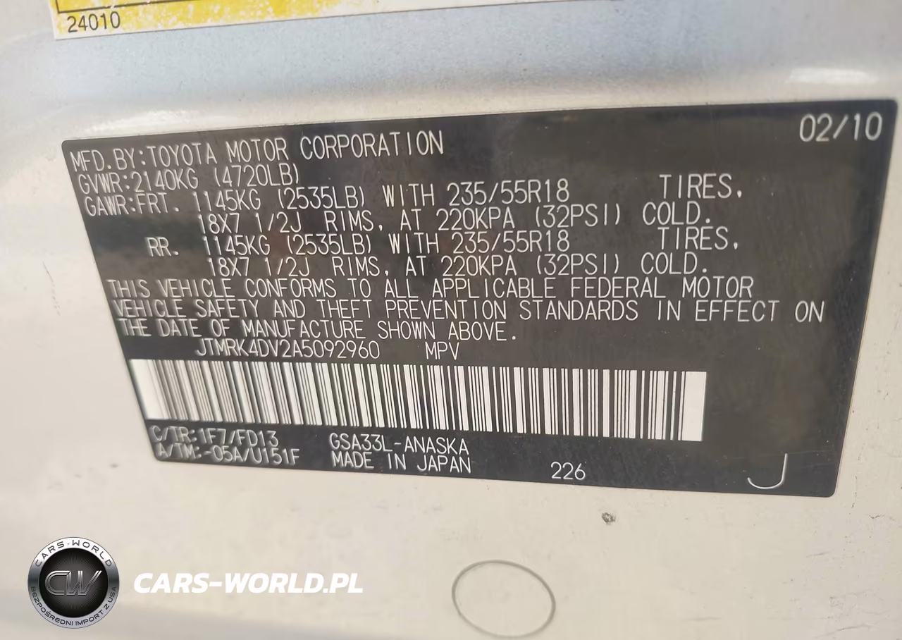 2010 Toyota Rav4 Sport V6 VIN:JTMRK4DV2A5092960 - 9