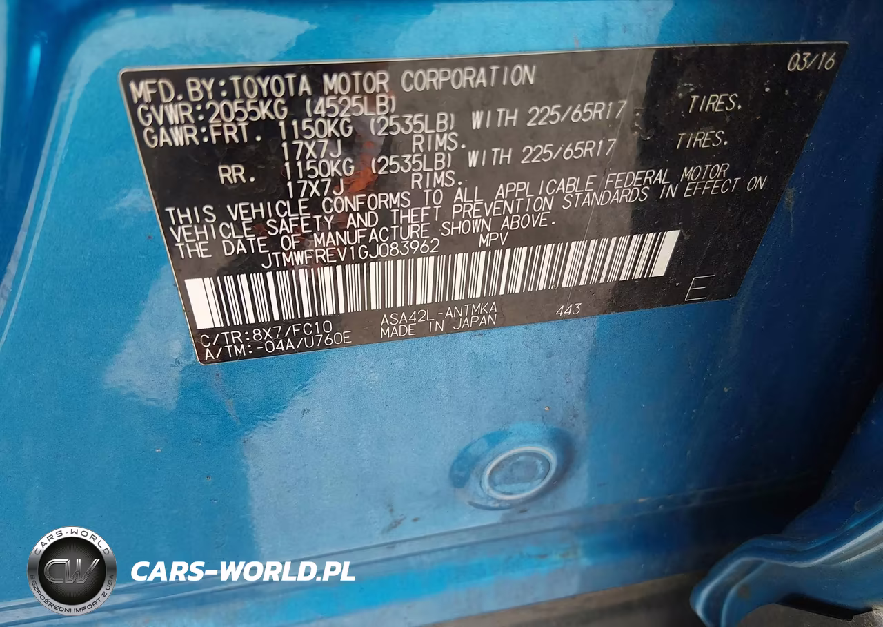 2016 Toyota Rav4 Xle VIN:JTMWFREV1GJ083962 - 9