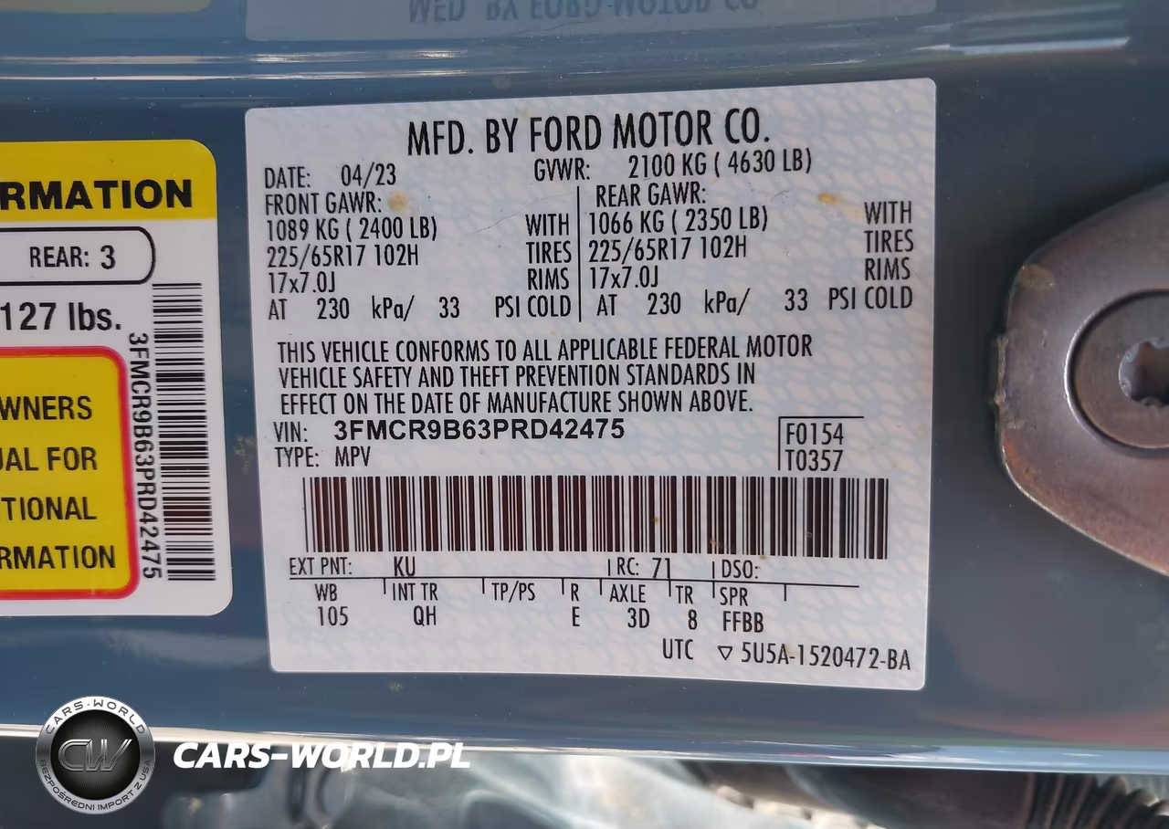 2023 Ford Bronco Sport Big Bend VIN:3FMCR9B63PRD42475 - 9