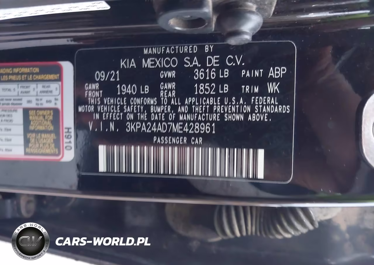 2021 Kia Rio S VIN:3KPA24AD7ME428961 - 9