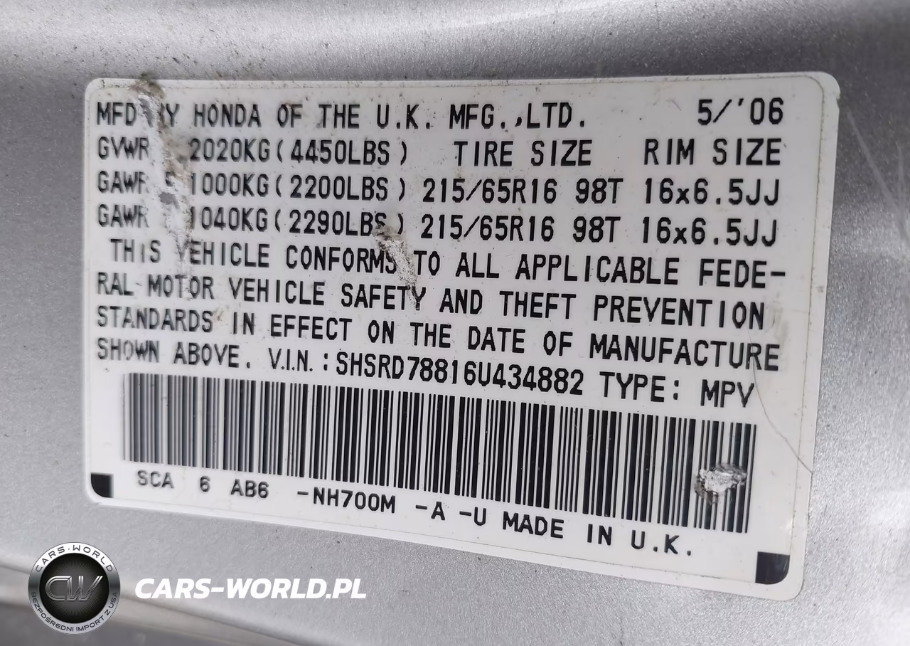 2006 Honda Cr-V Ex VIN:SHSRD78816U434882 - 9