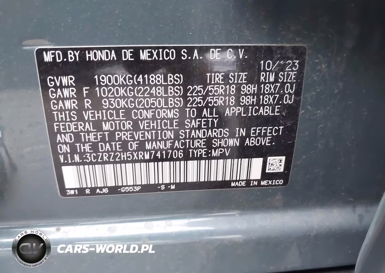 2024 Honda Hr-V Awd Sport-Awd Sport W-O Bsi VIN:3CZRZ2H5XRM741706 - 9