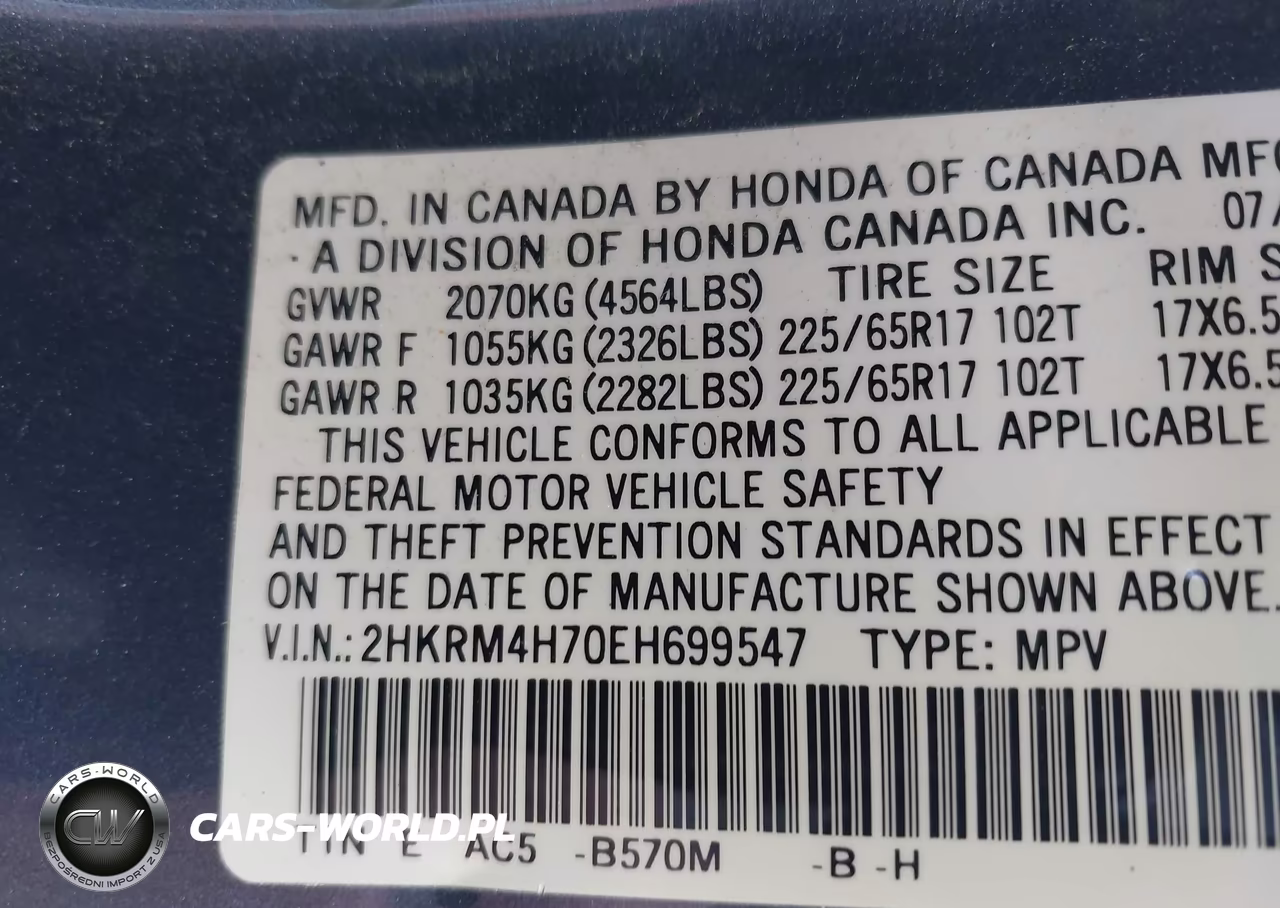 2014 Honda Cr-V Ex-L VIN:2HKRM4H70EH699547 - 9