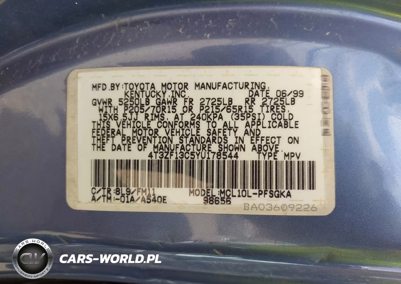 2000 Toyota Sienna Xle VIN:4T3ZF13C5YU178544 - 9