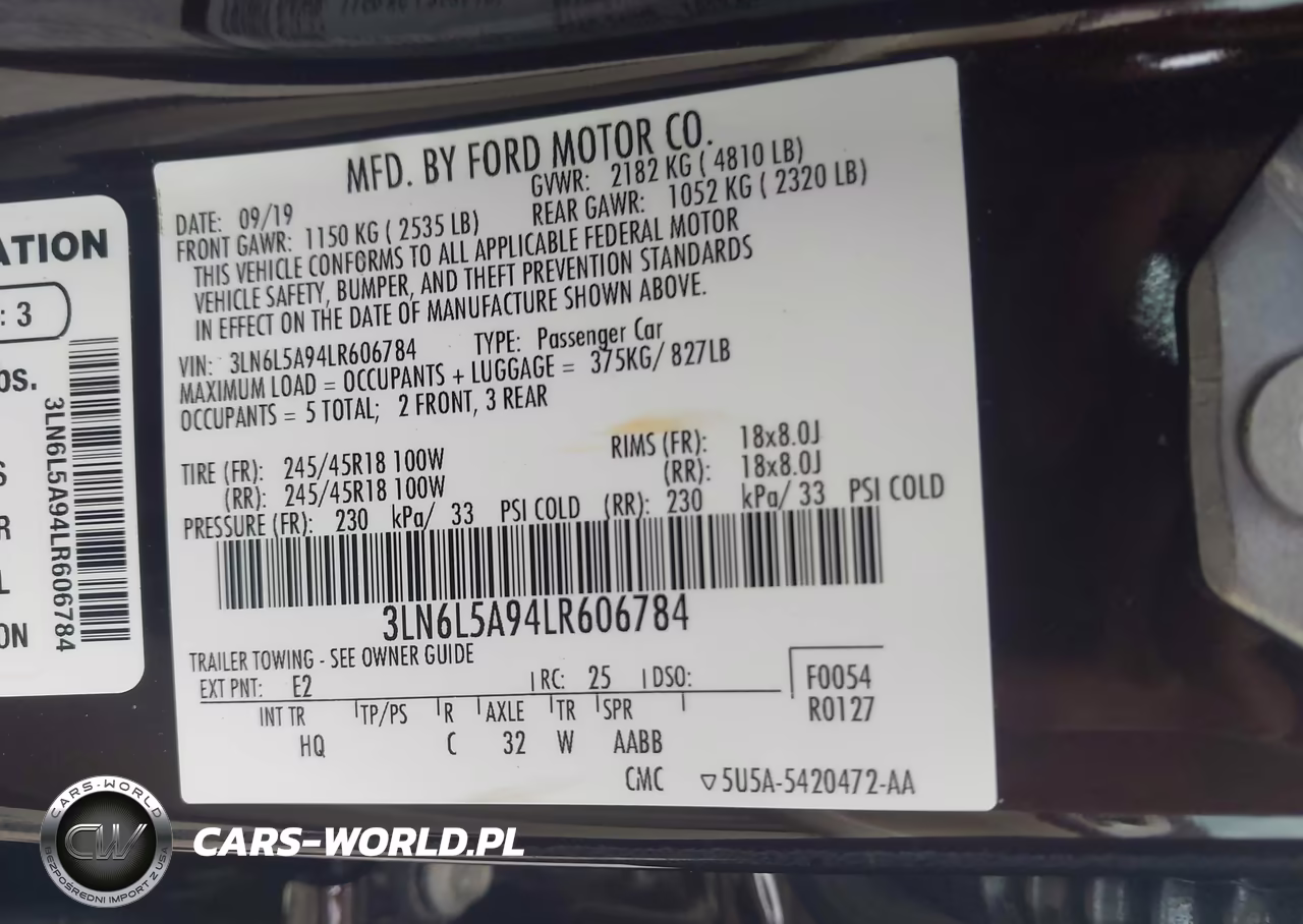 2020 Lincoln Mkz Standard VIN:3LN6L5A94LR606784 - 9