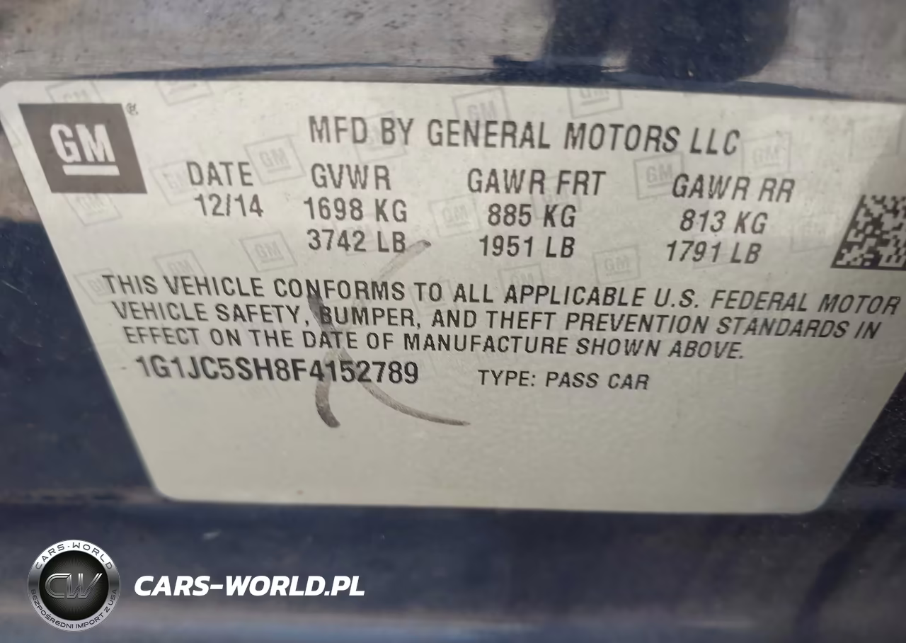 2015 Chevrolet Sonic Lt Auto VIN:1G1JC5SH8F4152789 - 9