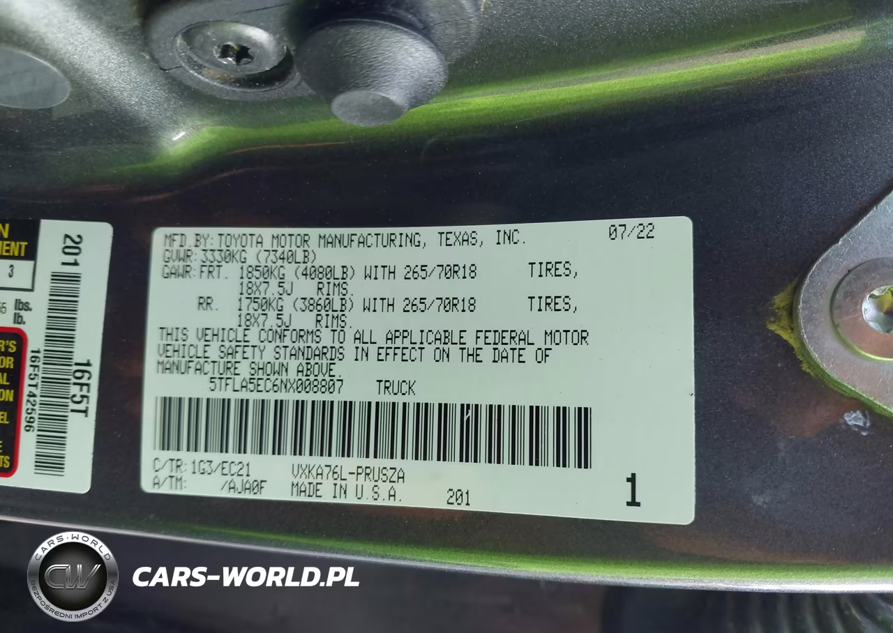 2022 Toyota Tundra Sr5 VIN:5TFLA5EC6NX008807 - 9