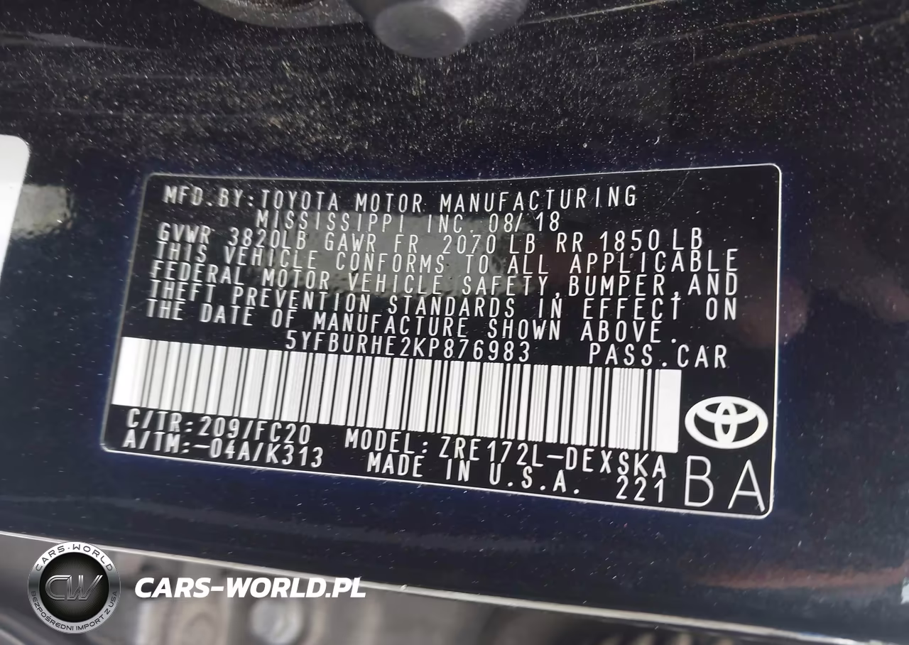 2019 Toyota Corolla Se VIN:5YFBURHE2KP876983 - 9
