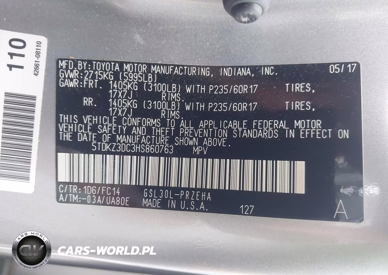2017 Toyota Sienna Le 8 Passenger VIN:5TDKZ3DC3HS860763 - 9