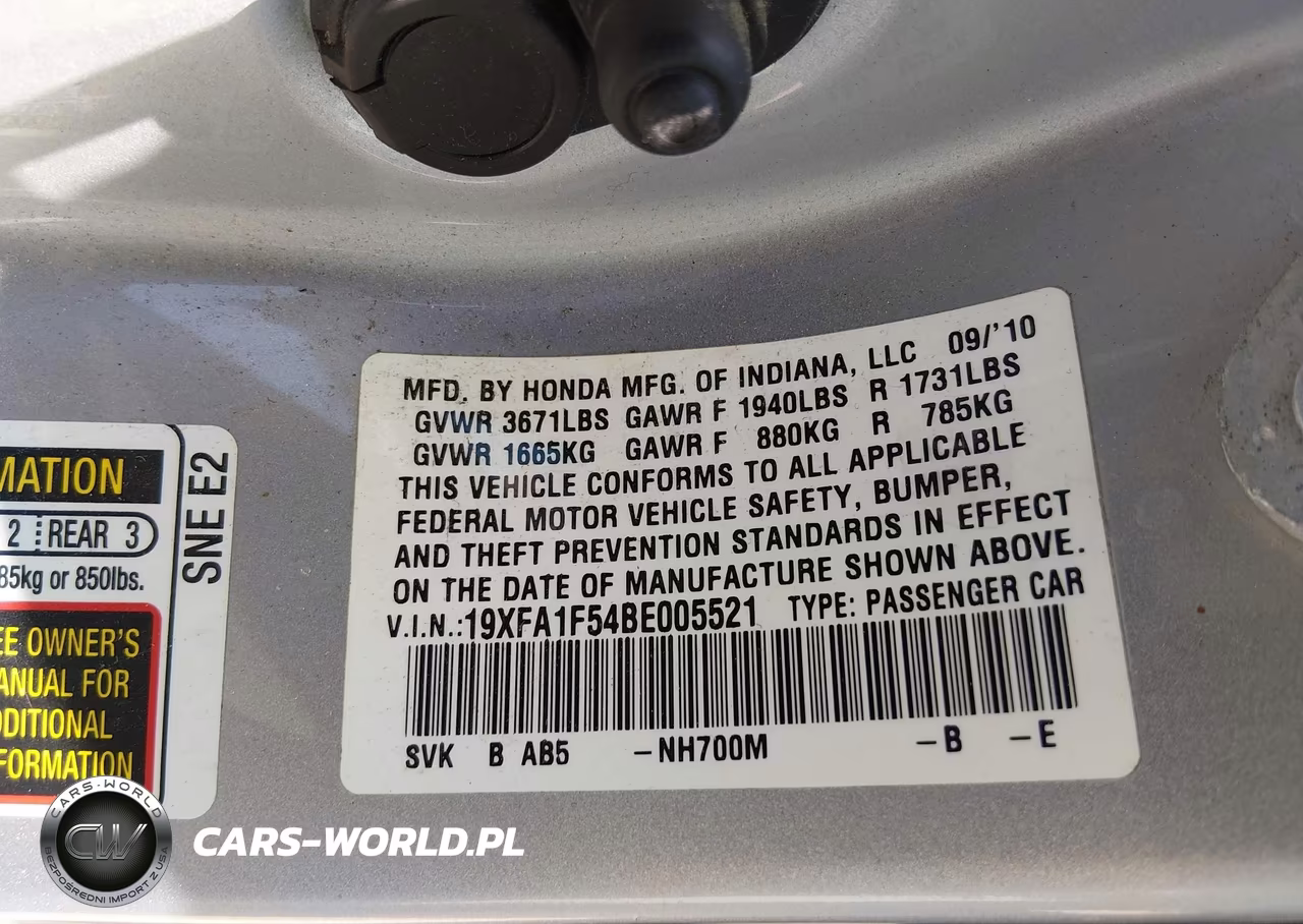 2011 Honda Civic Lx VIN:19XFA1F54BE005521 - 9
