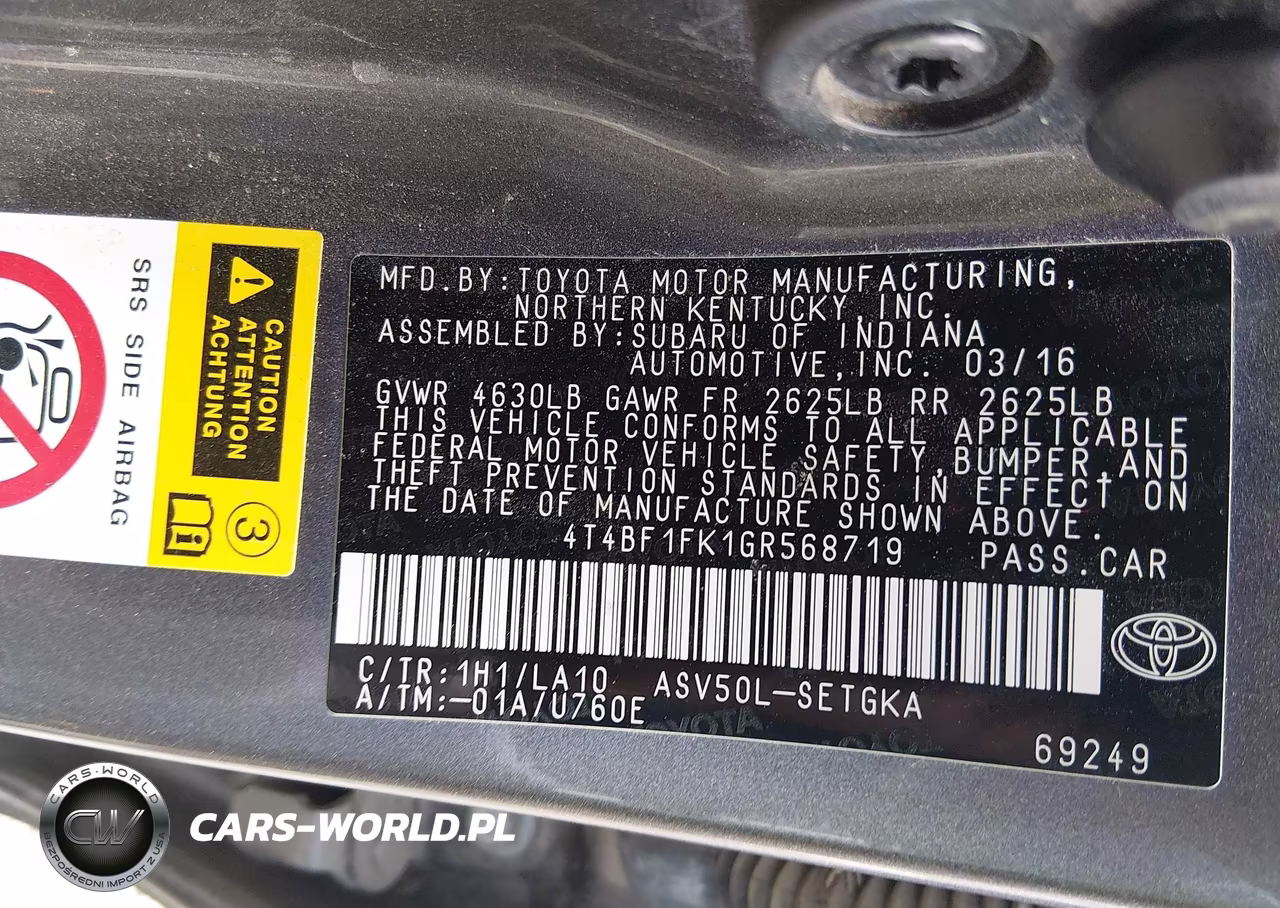 2016 Toyota Camry Xle VIN:4T4BF1FK1GR568719 - 9