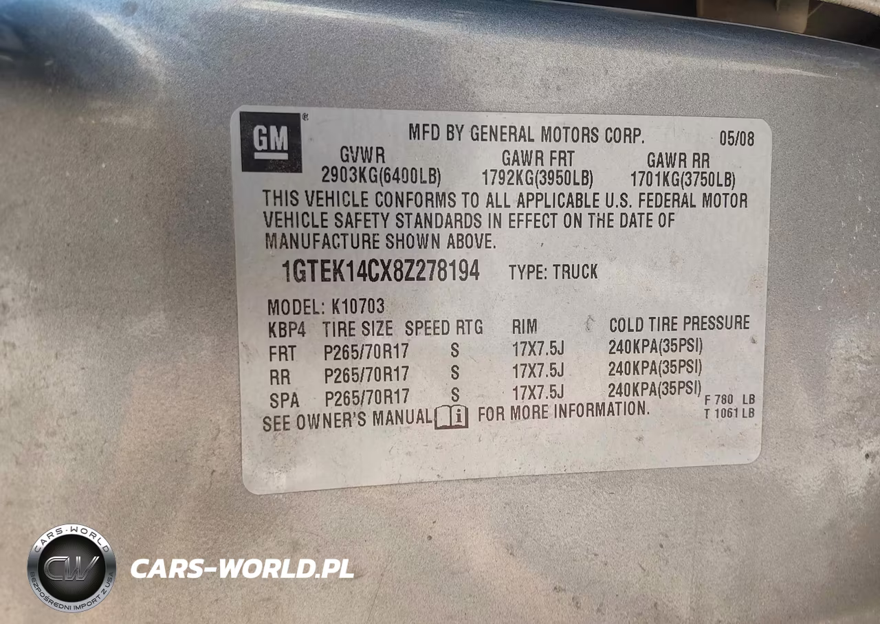 2008 GMC Sierra 1500 Work Truck VIN:1GTEK14CX8Z278194 - 9