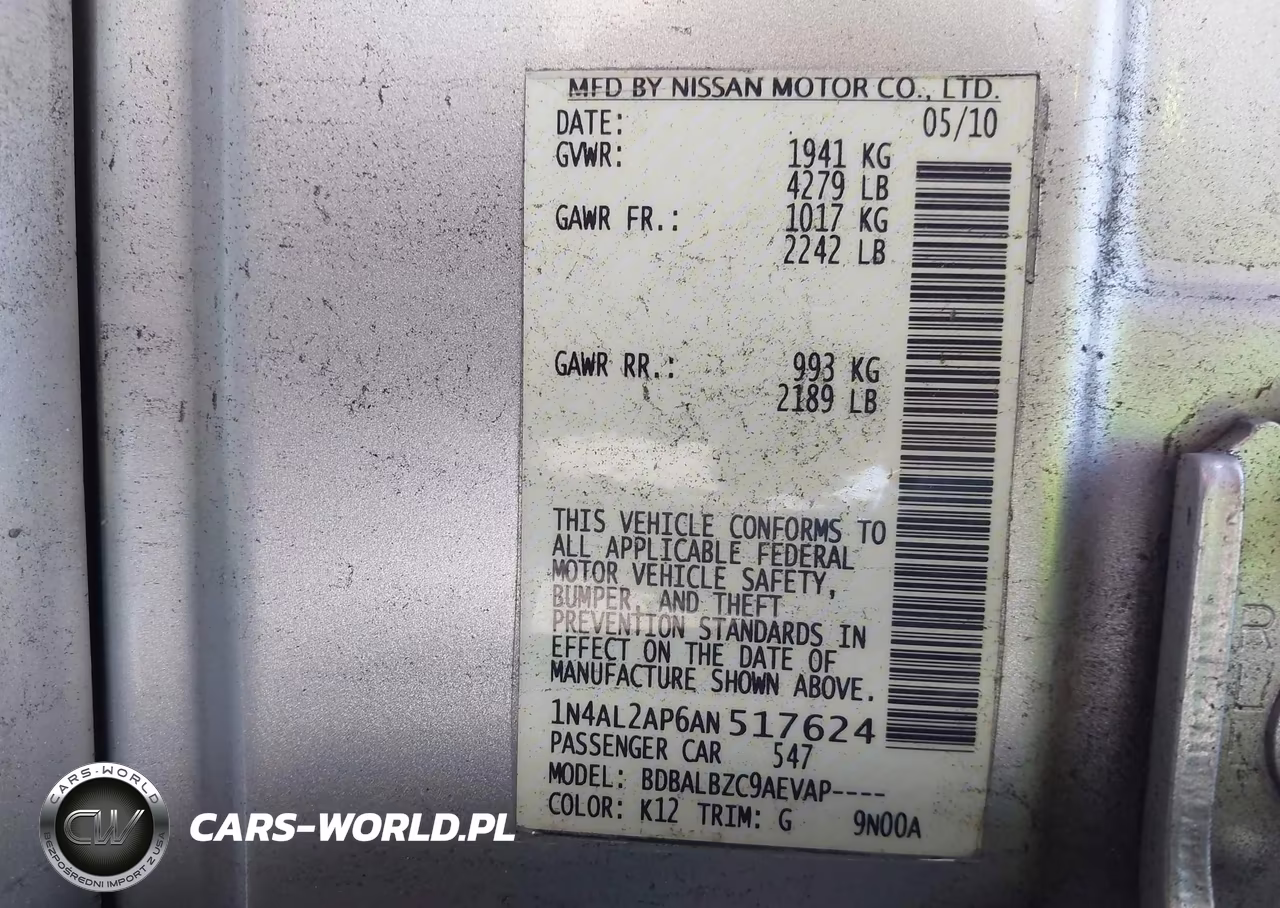 2010 Nissan Altima 2.5 S VIN:1N4AL2AP6AN517624 - 9