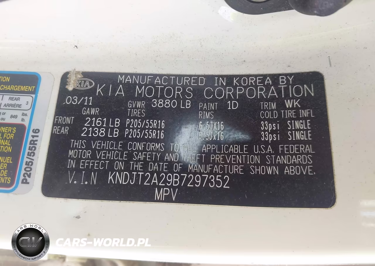 2011 Kia Soul + VIN:KNDJT2A29B7297352 - 9