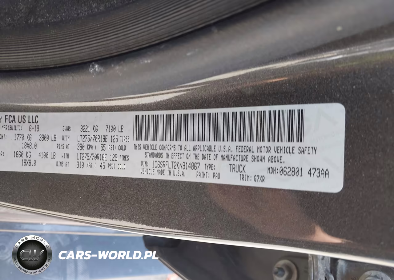 2019 Ram 1500 Rebel 4X4 5'7 Box VIN:1C6SRFLT2KN914867 - 8