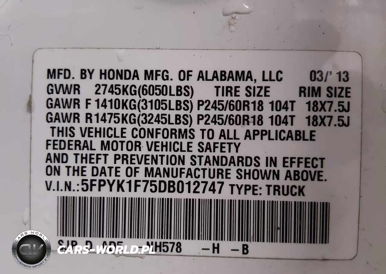 2013 Honda Ridgeline Sport VIN:5FPYK1F75DB012747 - 9