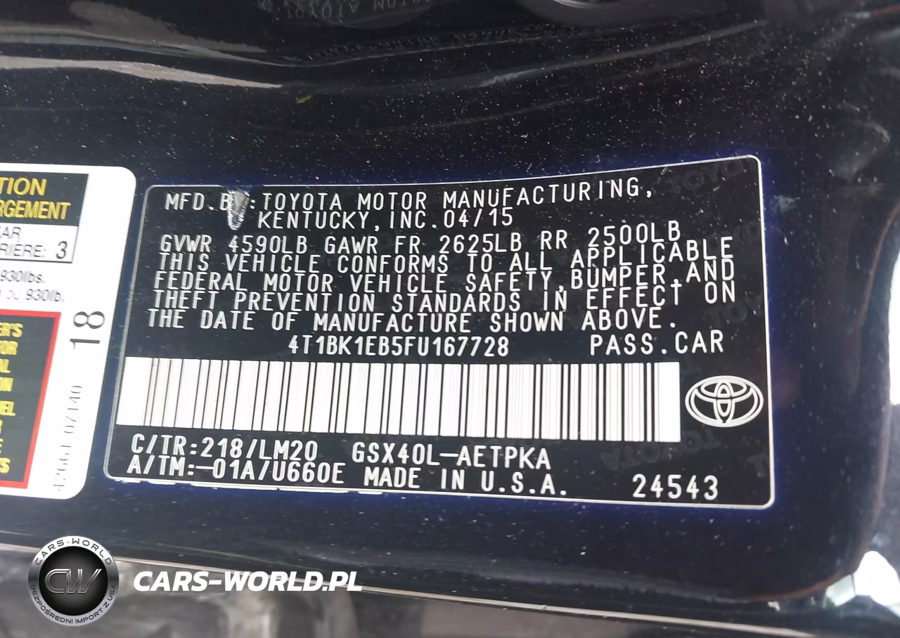 2015 Toyota Avalon Limited VIN:4T1BK1EB5FU167728 - 9