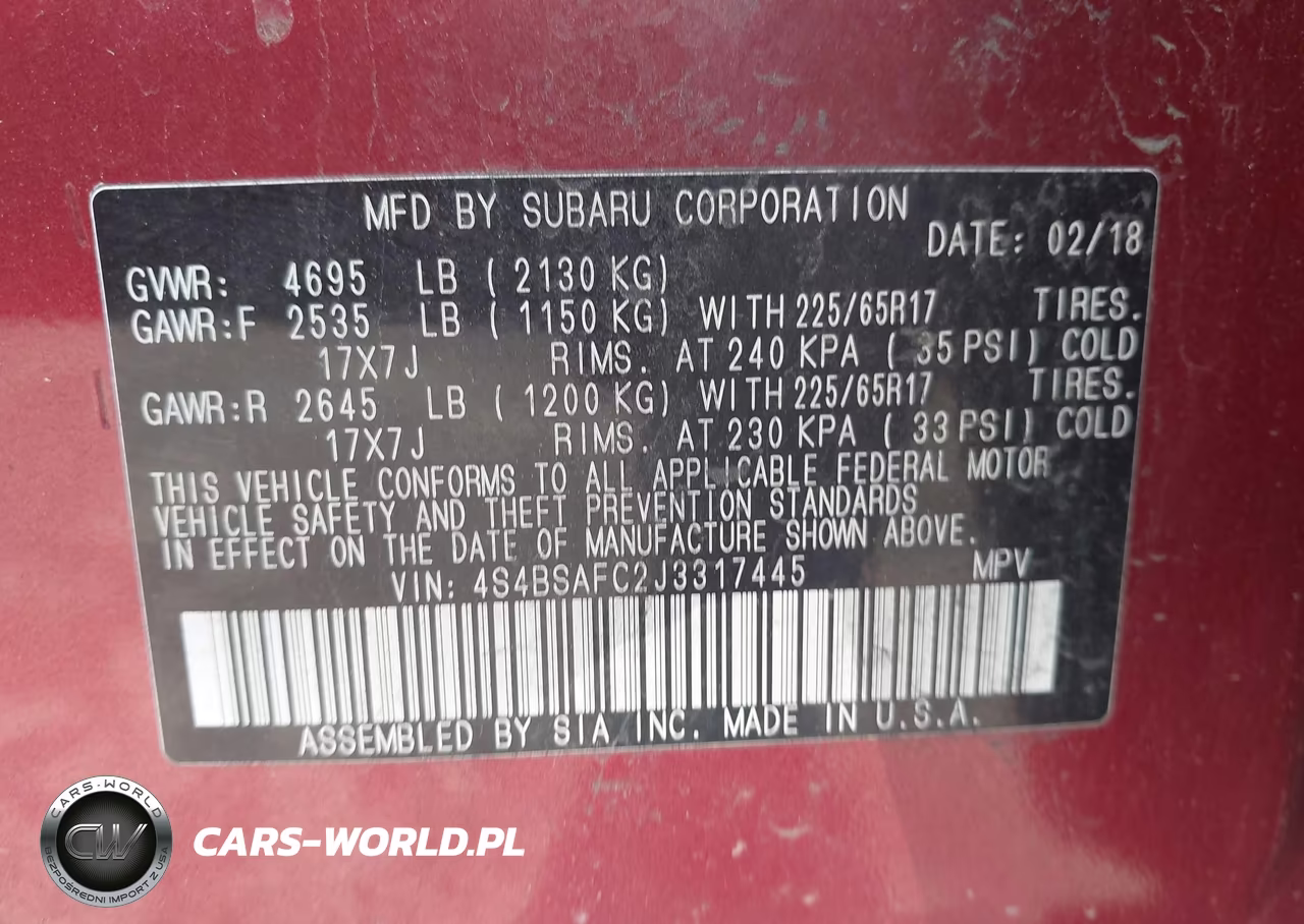 2018 Subaru Outback 2.5I Premium VIN:4S4BSAFC2J3317445 - 9