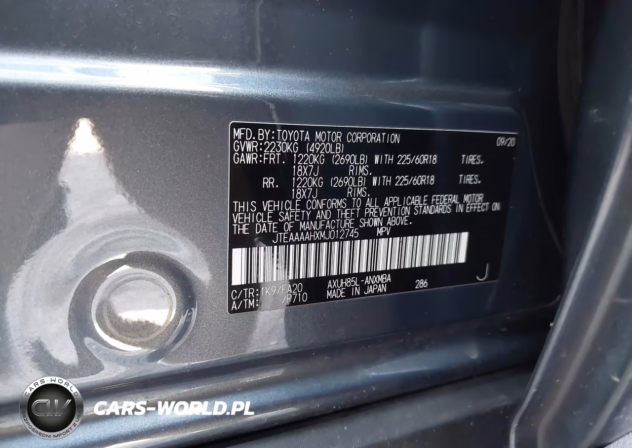 2021 Toyota Venza Le VIN:JTEAAAAHXMJ012745 - 9
