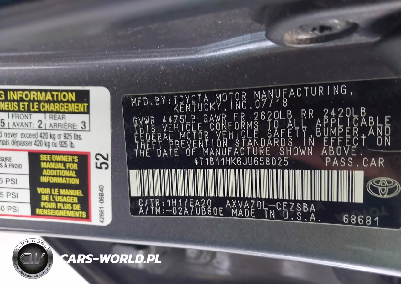 2018 Toyota Camry Se VIN:4T1B11HK6JU658025 - 9