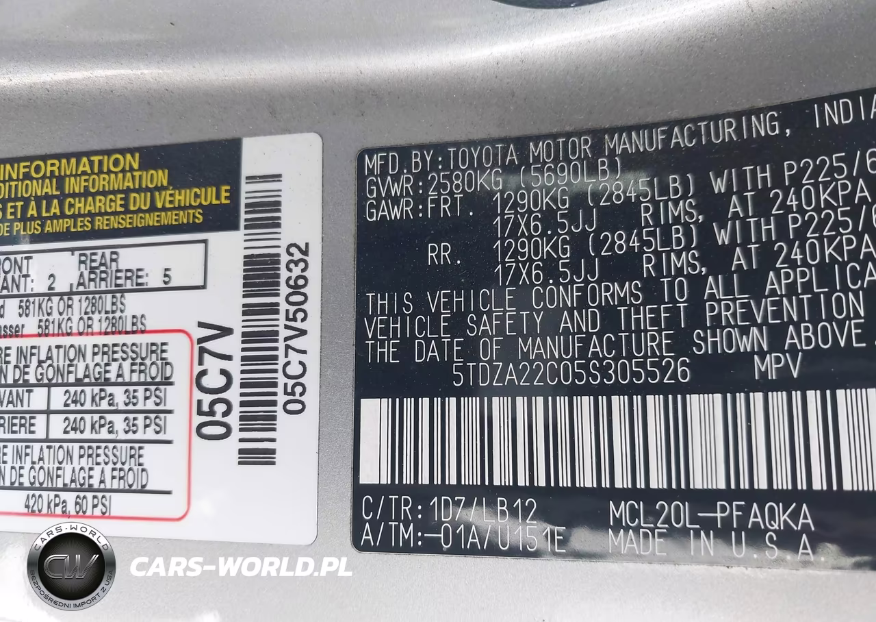 2005 Toyota Sienna Xle VIN:5TDZA22C05S305526 - 9