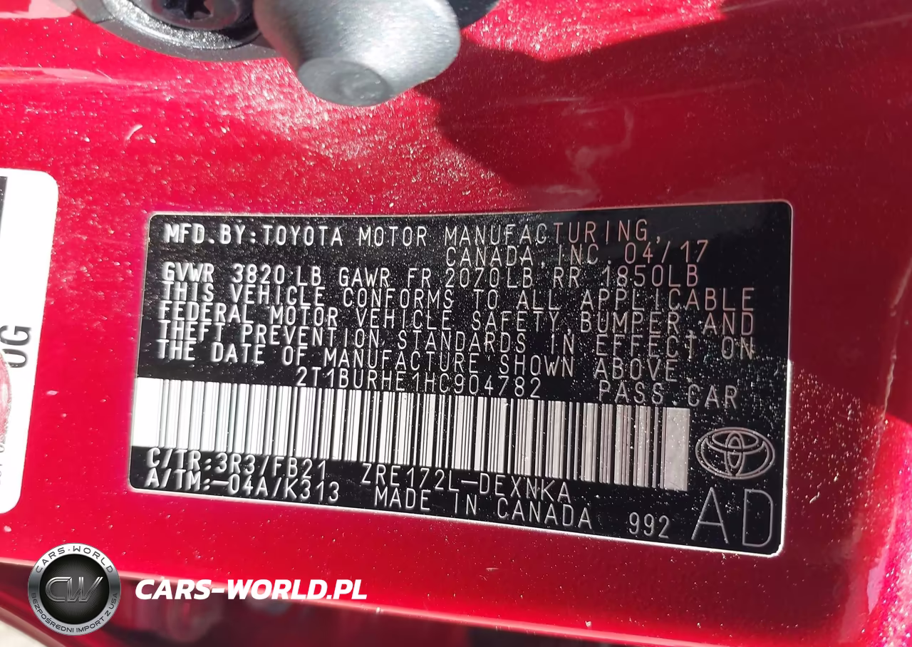 2017 Toyota Corolla Le VIN:2T1BURHE1HC904782 - 9