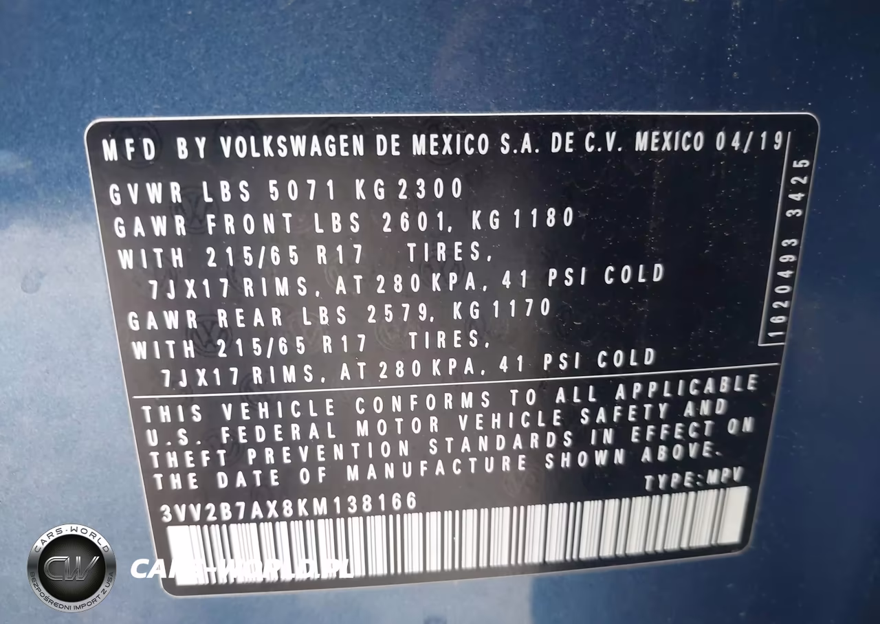 2019 Volkswagen Tiguan 2.0T Se-2.0T Sel-2.0T Sel R-Line-2.0T Sel R-Line Black VIN:3VV2B7AX8KM138166 - 9