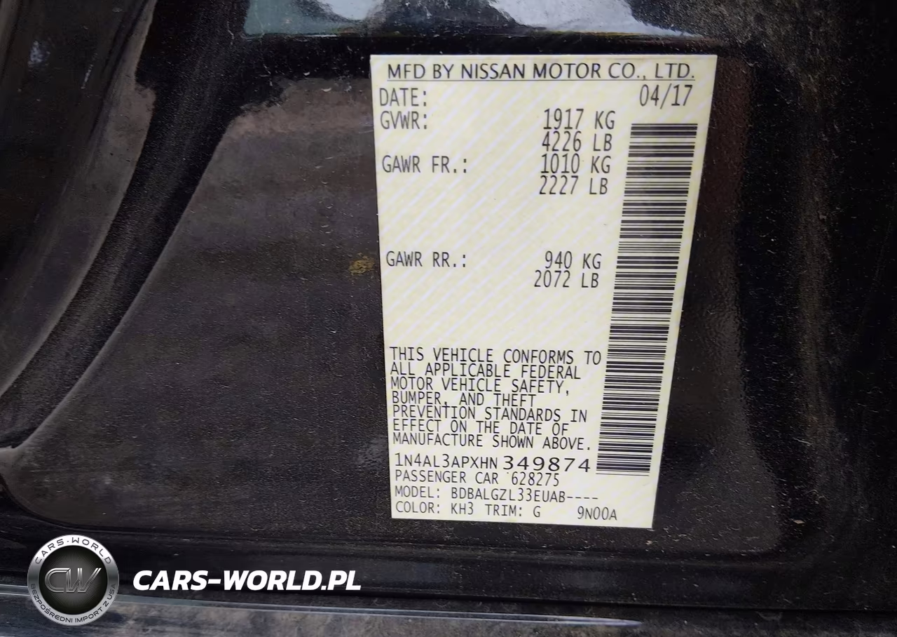 2017 Nissan Altima 2.5 S VIN:1N4AL3APXHN349874 - 9