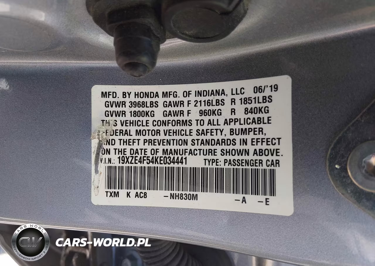 2019 Honda Insight Ex VIN:19XZE4F54KE034441 - 9