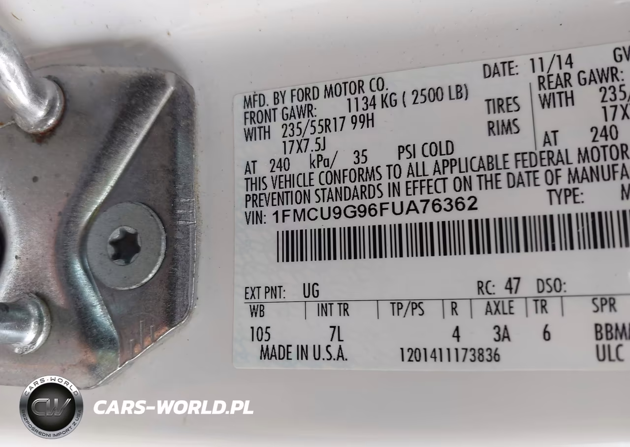 2015 Ford Escape Se VIN:1FMCU9G96FUA76362 - 9