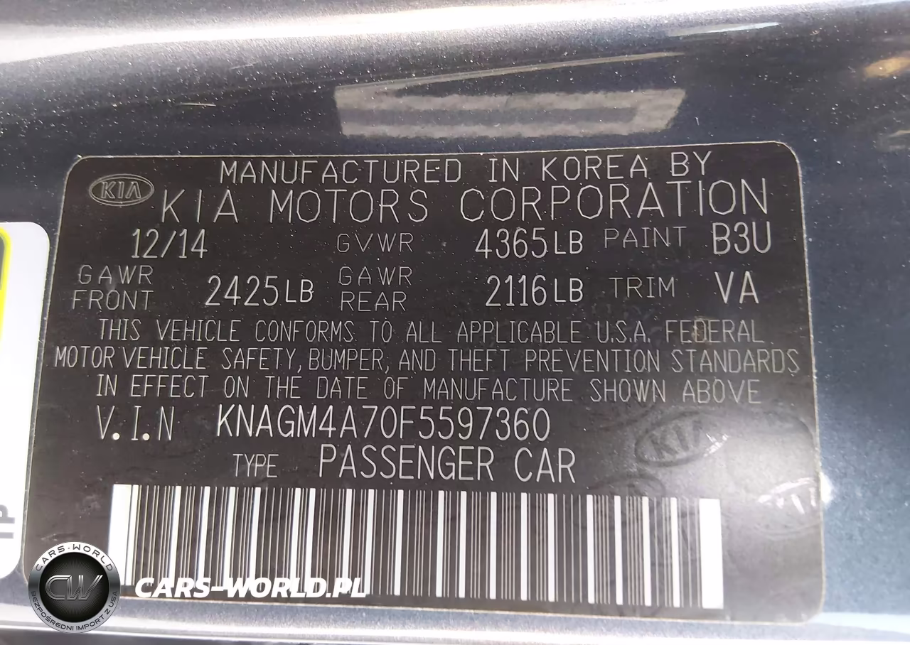 2015 Kia Optima Lx VIN:KNAGM4A70F5597360 - 9